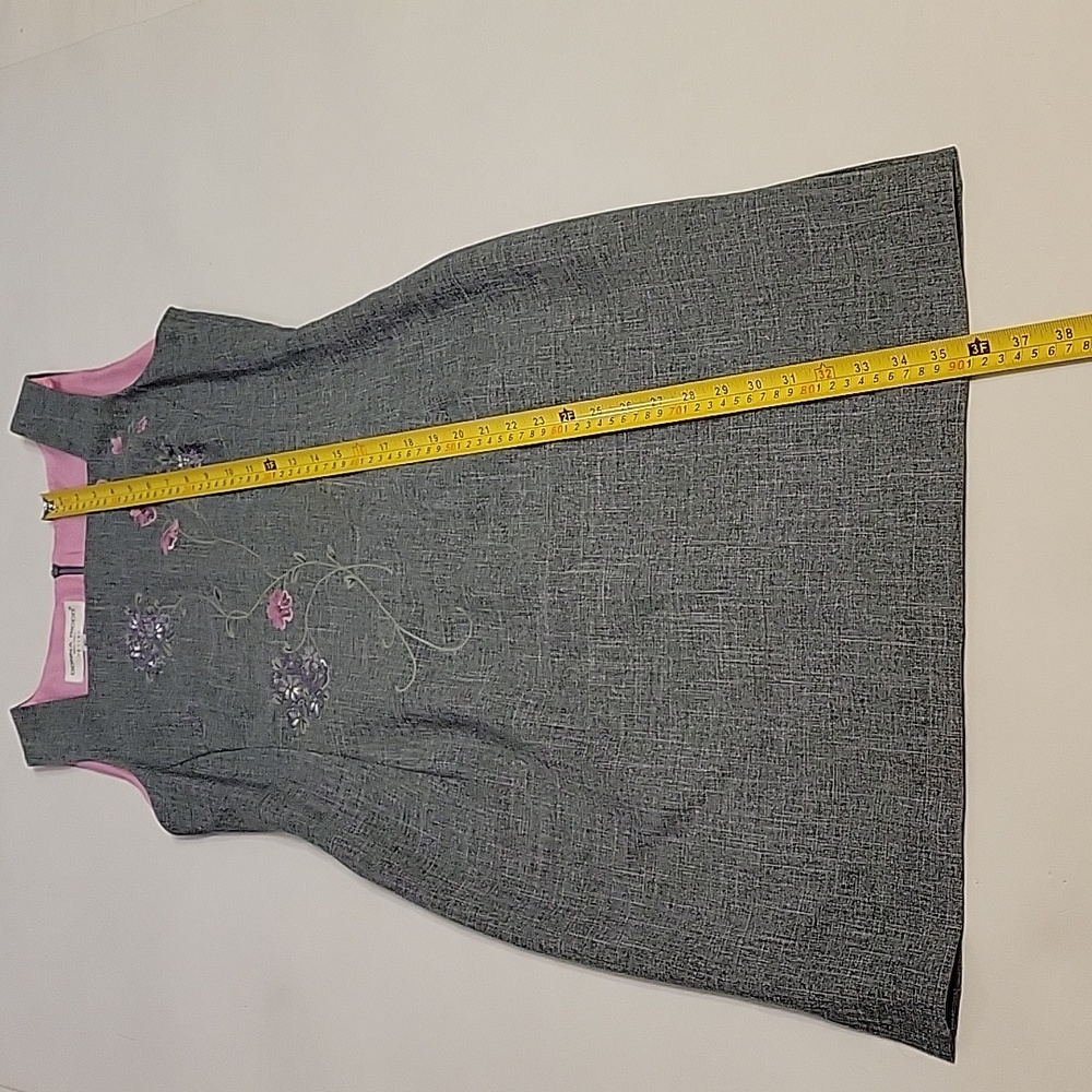 Vintage Donna Ricco New York Petite Size  8P Embroidered Dress Gray - Picture 7 of 16